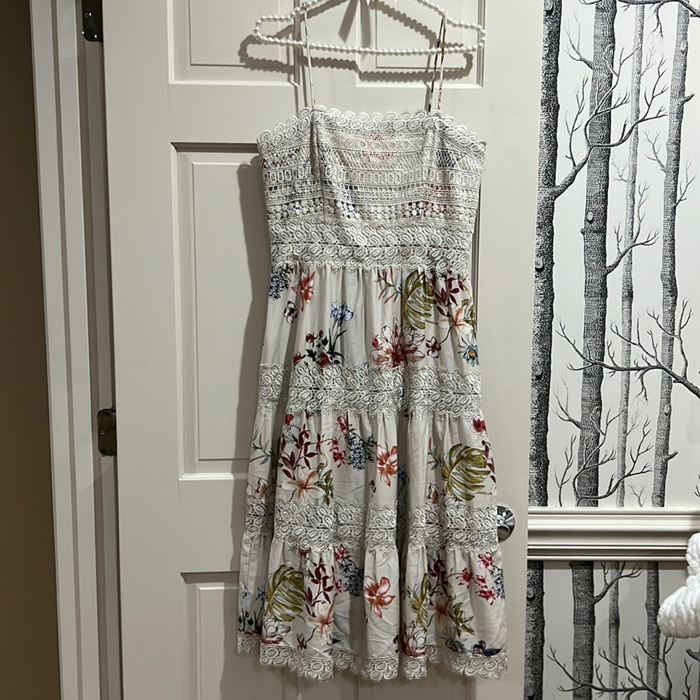 ANTONIO MELANI EDIA SATEEN FLORAL PRINT A-LINE-SIZE 6
